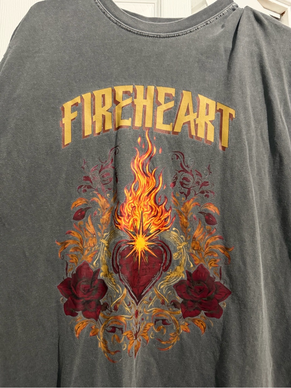 Fireheart Comfort Colors Graphic Tee - Vintage Flame Heart Design - Picture 2 of 5